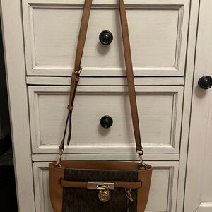 Michael Kors Tan and Brown Crossbody Bag